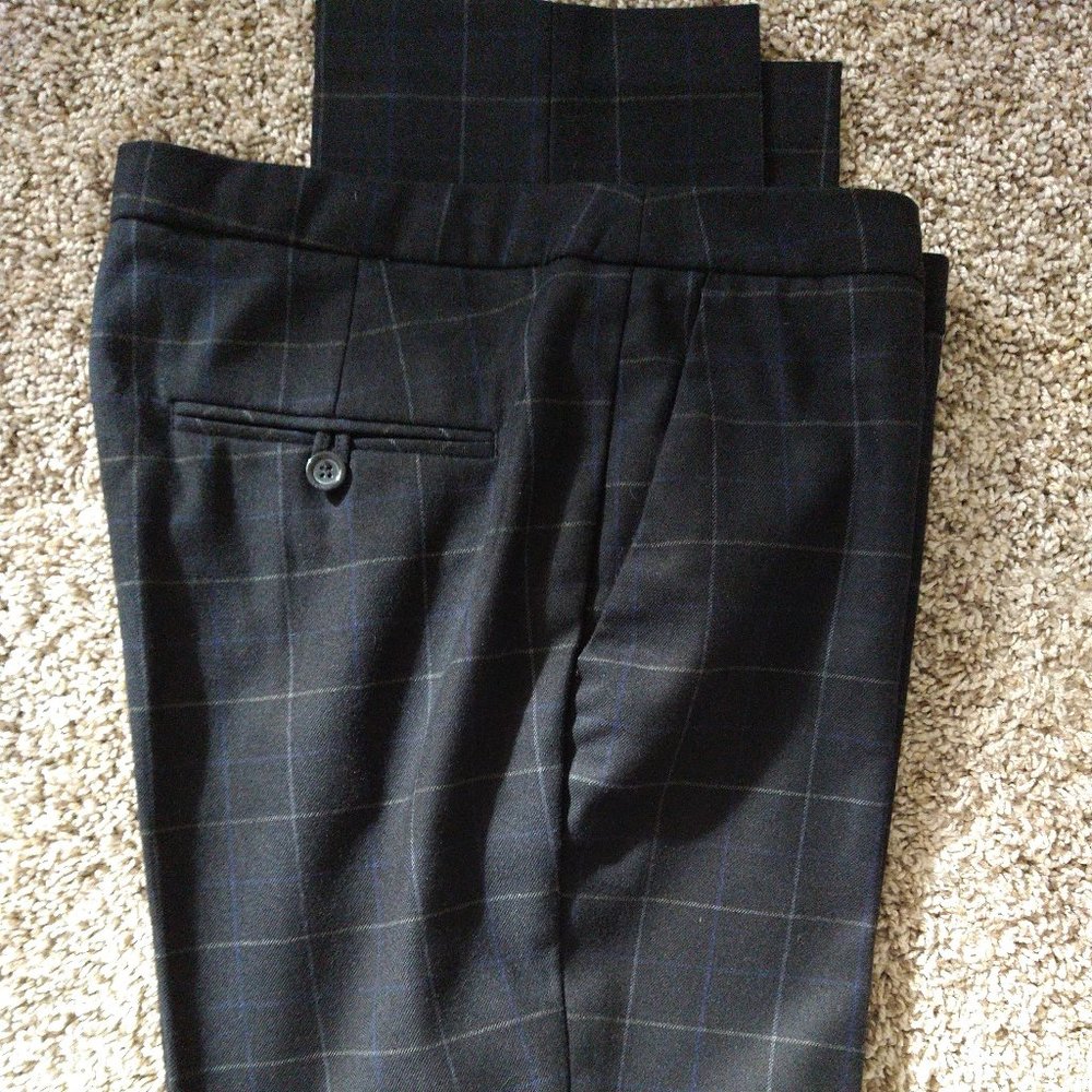 Grey with Blue White Windowpane Pants Size 6
